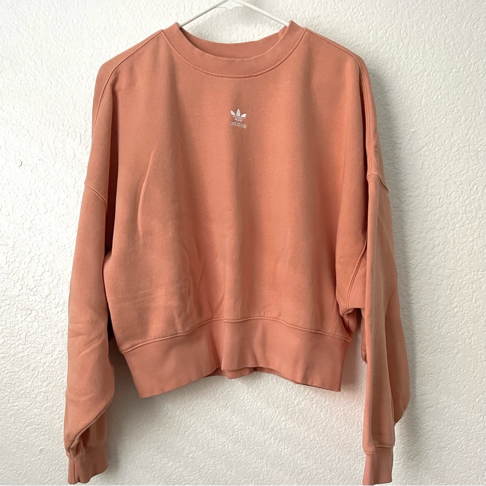 Adidas Oversized Fleece Sweatshirt in Blush Pink